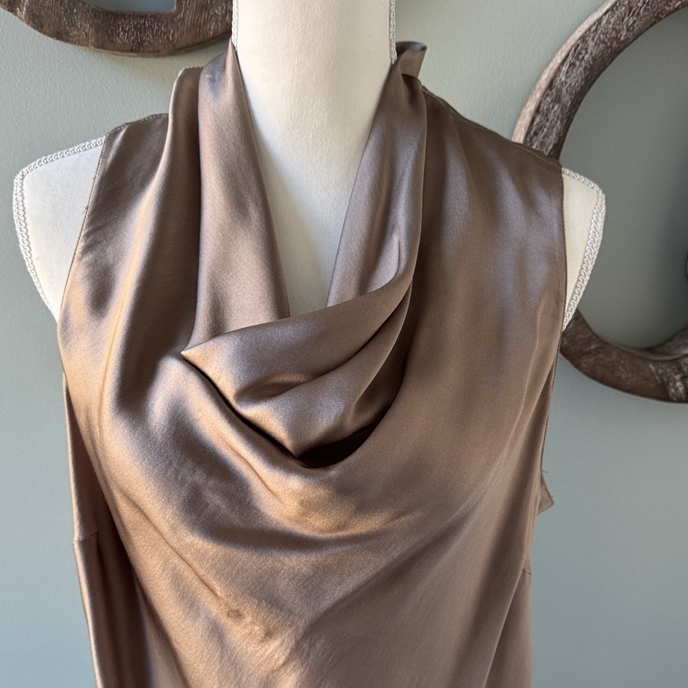 Classiques Entier  Silk Satin Bronze Sleeveless Blouse. Size XL - Picture 2 of 8